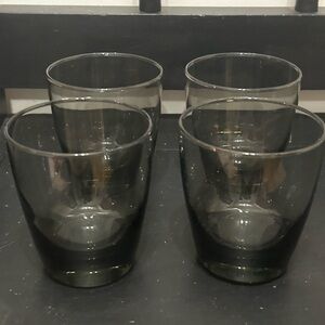 Set of (4) Libbey Smoke Grey Low Ball Glasses 12oz